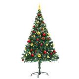 Vidaxl kunstkerstboom met verlichting en kerstballen 150 cm groen