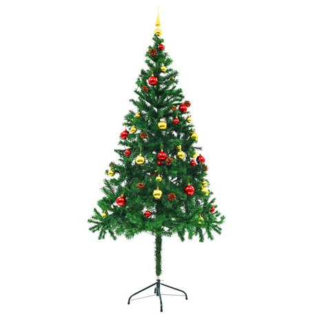 Vidaxl kunstkerstboom met verlichting en kerstballen 180 cm groen