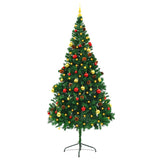 Vidaxl kunstkerstboom met verlichting en kerstballen 210 cm groen