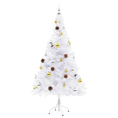 Vidaxl kunstkerstboom met verlichting en kerstballen 150 cm wit