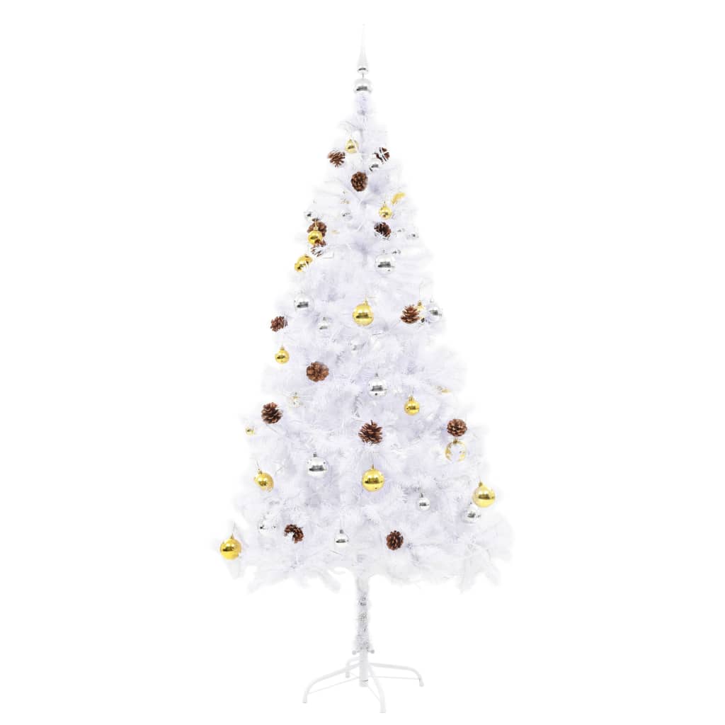 Vidaxl kunstkerstboom met verlichting en kerstballen 180 cm wit