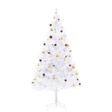 Vidaxl kunstkerstboom met verlichting en kerstballen 210 cm wit