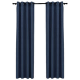 Vidaxl gordijnen linnen-look verduisterend ogen 2 st 140x245 cm blauw