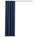 Vidaxl gordijn linnen-look verduisterend met haken 290x245 cm blauw