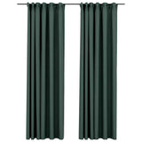 Vidaxl gordijnen linnen-look verduisterend haken 2 st 140x245 cm groen