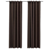 Vidaxl gordijnen linnen-look verduisterend haken 2 st 140x225 cm taupe