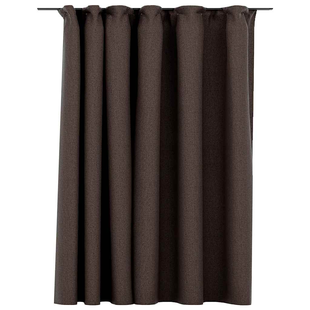 Vidaxl gordijn linnen-look verduisterend met haken 290x245 cm taupe