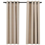Vidaxl gordijnen linnen-look verduisterend ogen 2 st 140x175 cm beige