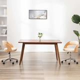Vidaxl kantoorstoel draaibaar gebogen hout en kunstleer crème