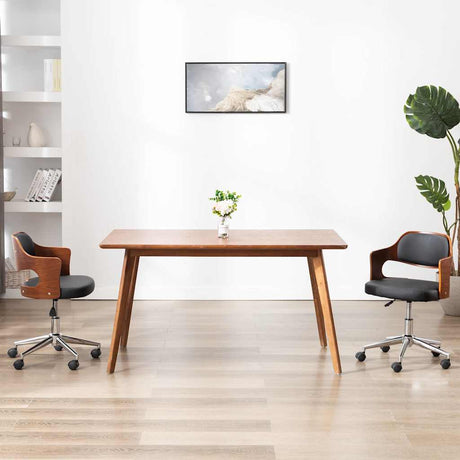 Vidaxl kantoorstoel draaibaar gebogen hout en kunstleer zwart