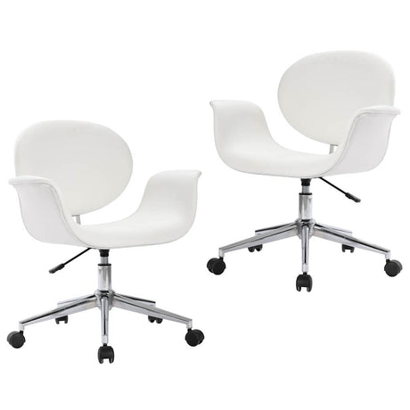Vidaxl eetkamerstoelen draaibaar 2 st kunstleer wit
