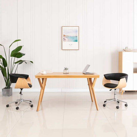 Vidaxl eetkamerstoelen draaibaar 2 st kunstleer zwart