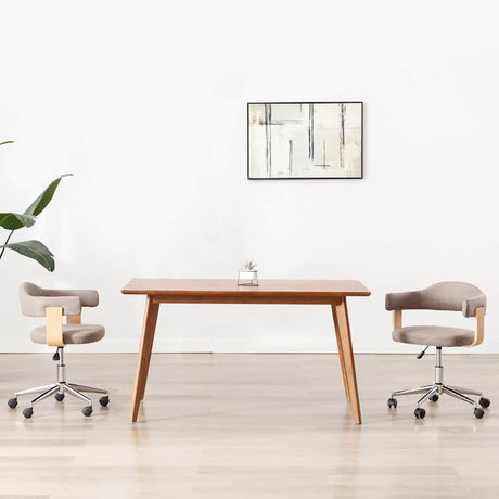 Vidaxl eetkamerstoelen draaibaar 2 st gebogen hout en stof taupe
