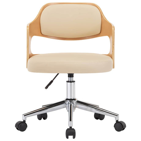 Vidaxl eetkamerstoelen draaibaar 2 st gebogen hout en kunstleer crème
