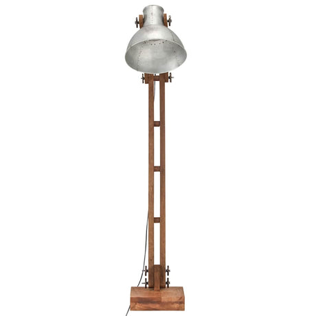 Vidaxl vloerlamp e27 massief mangohout zilverkleurig
