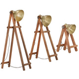 Vidaxl vloerlampen 3 st e27 massief mangohout messingkleurig