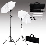 VidaXL Fotostudioset met achtergrond, lampen en paraplu's