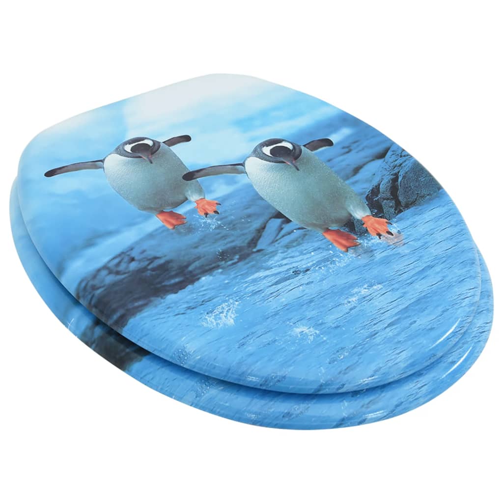 Vidaxl toiletbril met deksel pinguïn mdf