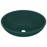 Vidaxl wastafel ovaal 40x33 cm keramiek mat donkergroen