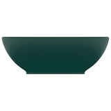 Vidaxl wastafel ovaal 40x33 cm keramiek mat donkergroen