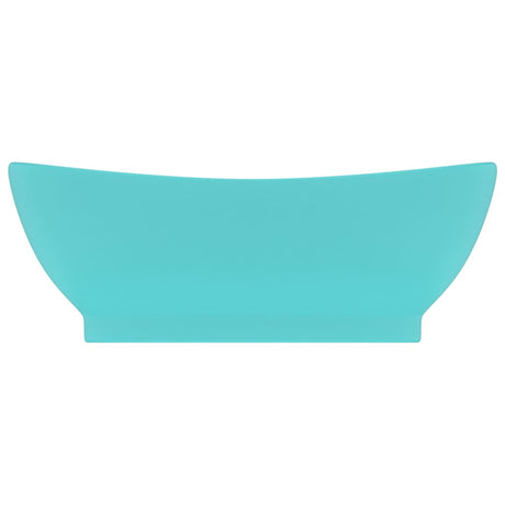 Vidaxl wastafel met overloop ovaal 58,5x39 cm keramiek mat lichtgroen