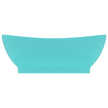 Vidaxl wastafel met overloop ovaal 58,5x39 cm keramiek mat lichtgroen