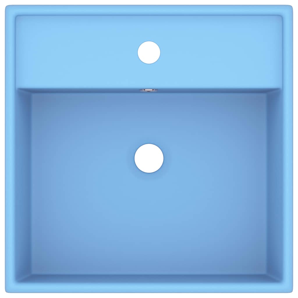 Vidaxl wastafel met overloop vierkant 41x41 cm keramiek mat lichtblauw