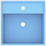 Vidaxl wastafel met overloop vierkant 41x41 cm keramiek mat lichtblauw