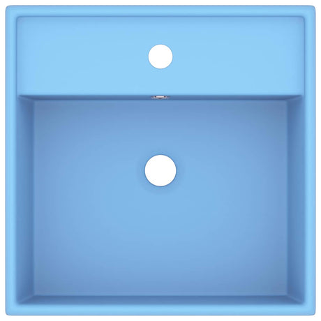 Vidaxl wastafel met overloop vierkant 41x41 cm keramiek mat lichtblauw