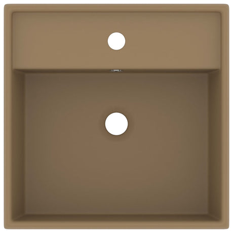 Vidaxl wastafel met overloop vierkant 41x41 cm keramiek matcrème