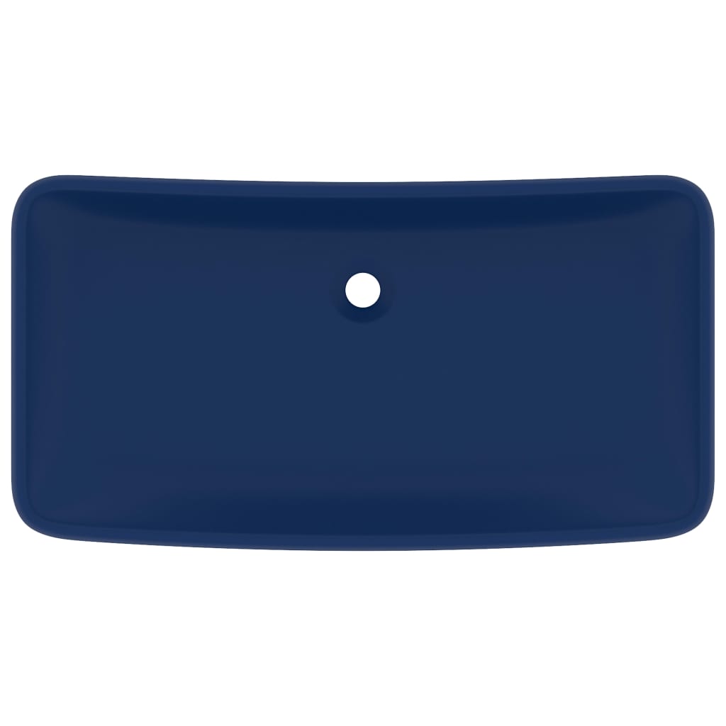 VidaXL Wastafel rechthoekig 71x38 cm keramiek mat donkerblauw