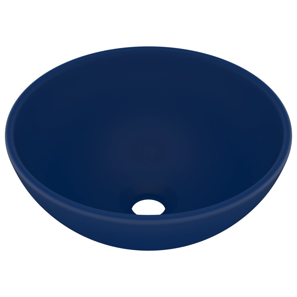 VidaXL Wastafel rond 32,5x14 cm keramiek mat donkerblauw