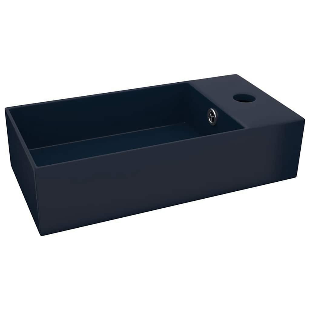 Vidaxl wastafel met overloop keramiek donkerblauw