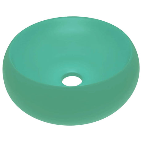 Vidaxl wastafel rond 40x15 cm keramiek mat lichtgroen