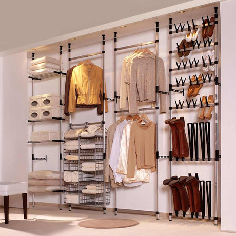 Vidaxl kledingkastsysteem met stangen en schap telescopisch aluminium