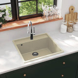 Vidaxl gootsteen met overloopgat graniet beige