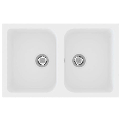 Vidaxl keukenwasbak wit 76 x 48 x 30 cm kwarts en hars