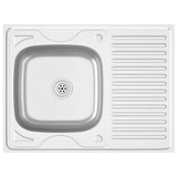 Vidaxl gootsteen met afvoerset 800x600x155 mm roestvrij staal zilver