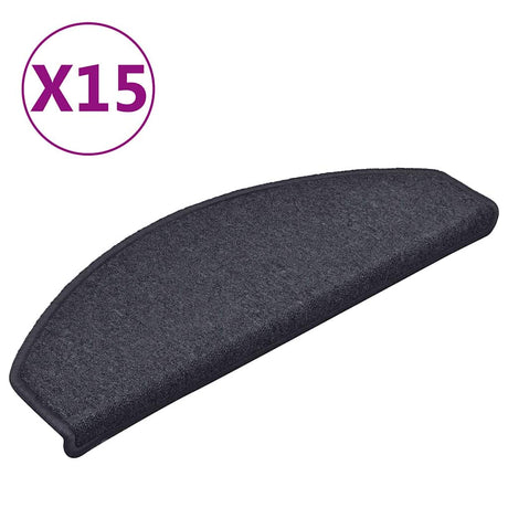 Vidaxl trapmatten 15 st 65x24x4 cm donkergrijs en blauw halfrond groot