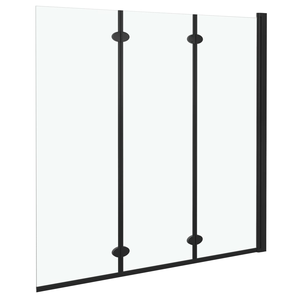 VidaXL Douchewand inklapbaar 3 panelen 130x138 cm ESG zwart