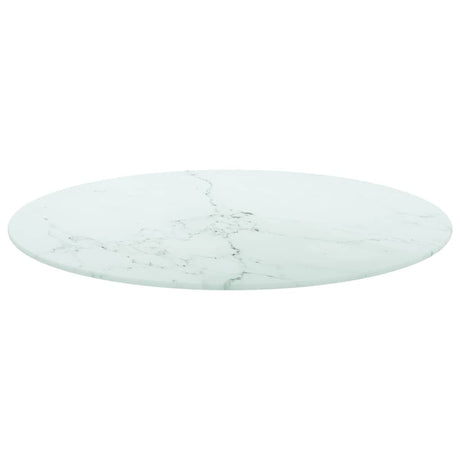 Vidaxl tafelblad ø70x0,8 cm gehard glas met marmeren design wit