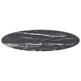 Vidaxl tafelblad ø80x1 cm gehard glas met marmeren design zwart