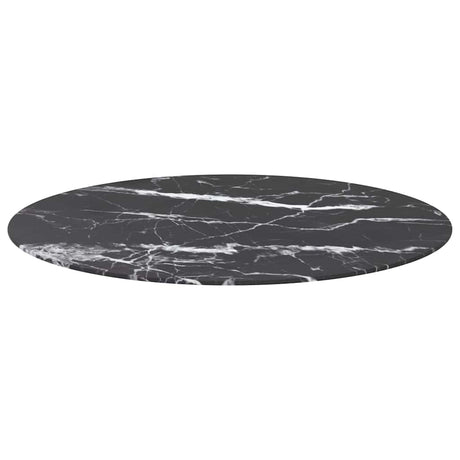 Vidaxl tafelblad ø90x1 cm gehard glas met marmeren design zwart