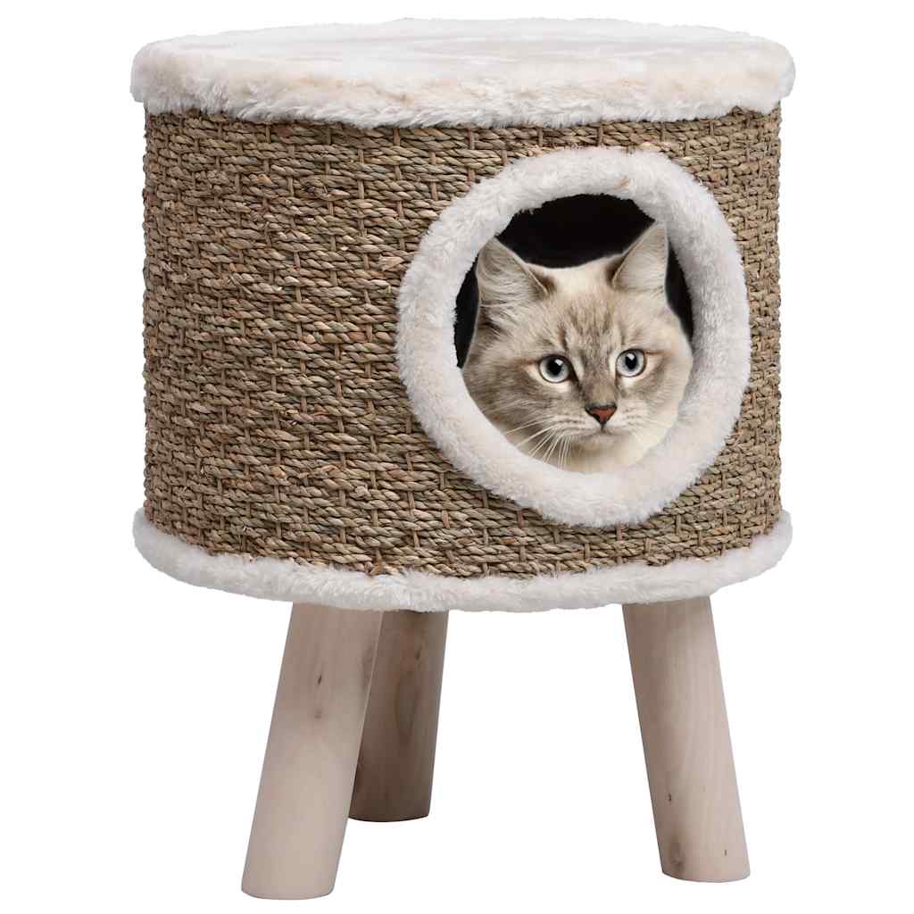 Vidaxl kattenhuis met houten poten 41 cm zeegras