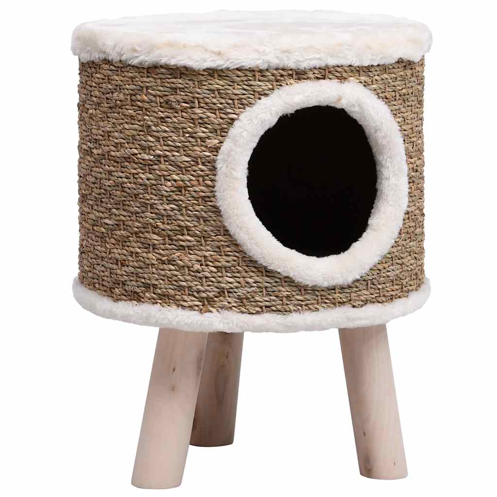 Vidaxl kattenhuis met houten poten 41 cm zeegras