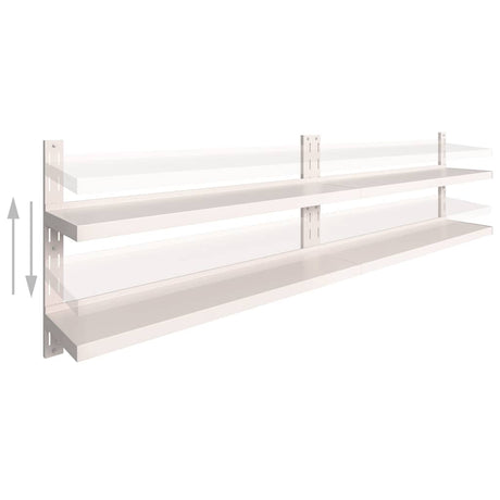 Vidaxl wandschappen zwevend 2-laags 2 st 300x30 cm roestvrij staal