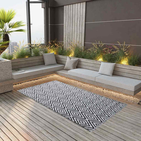 Vidaxl buitenkleed arakil 80x150 cm pp wit en zwart