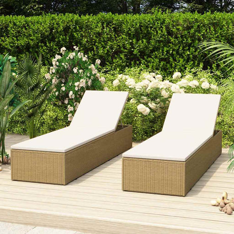 Vidaxl ligbed poly rattan bruin en crèmewit