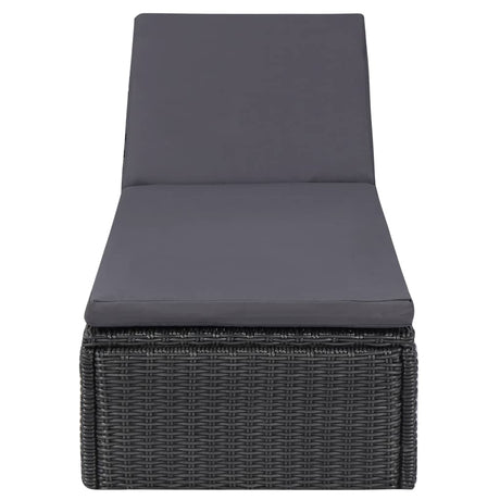 Vidaxl ligbed poly rattan zwart en donkergrijs