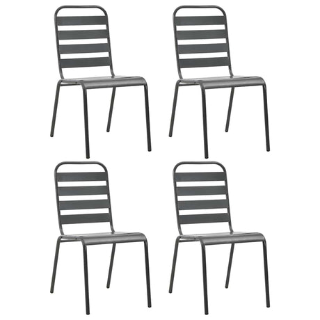 Vidaxl tuinstoelen 4 st gelat ontwerp staal donkergrijs